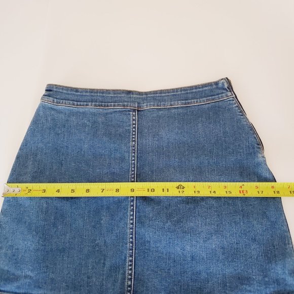 ARITZIA WILFRED FREE Blue Denim A-Line Side Zip Mini Skirt - Picture 9 of 10